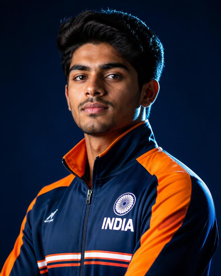Portrait of Arjun Bhattacharya, West Bengal state athlete